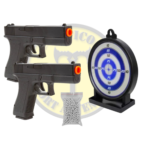 Kit 2 Pistolas Spring GK V307 6mm + Alvo Gel