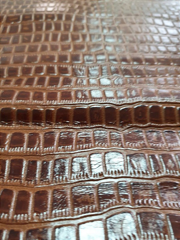 Couro Bovino Estampo Croco Conhaque 1MM ESPESSURA 2,14mt quadrado meia banda