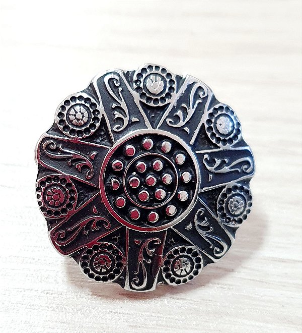 Margarida Parafuso Flor zamac cromo preto 29mm Macho e femea