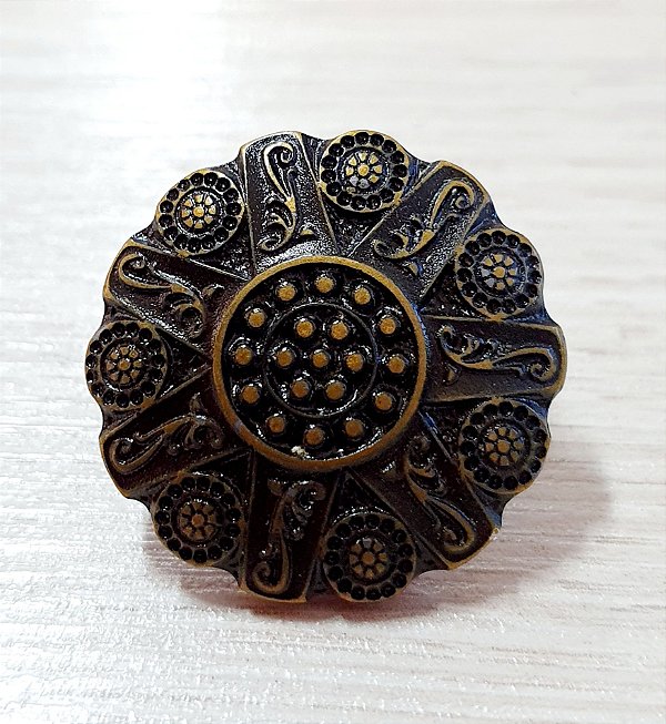 Margarida Parafuso Flor zamac ouro velho 29mm MAcho e femea