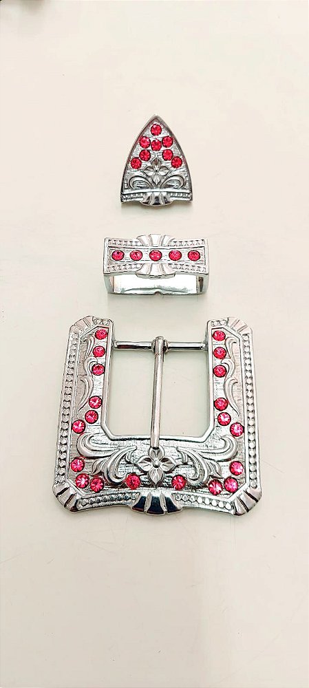 Jogo de Fivela A960/40mm Strass Rosa