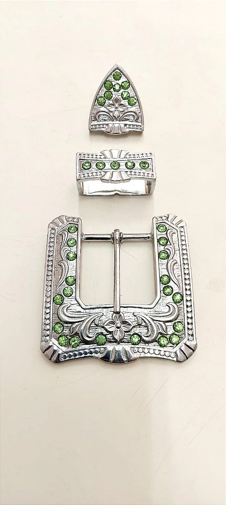Jogo de Fivela A960/40mm Strass Verde