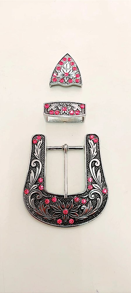 Jogo de Fivela A963/40mm Strass Rosa