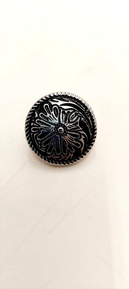 Margarida  Flor Corda  zamac cromo preto 29mm macho femea