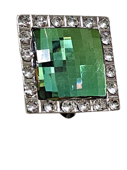Aplique Strass grande com parafuso Verde