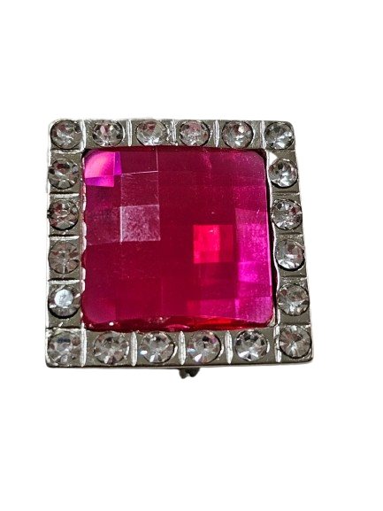 Aplique Strass grande com parafuso Rosa