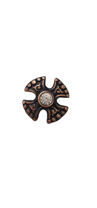 Aplique rebite A1 ouro velho Cruz strass 3cm