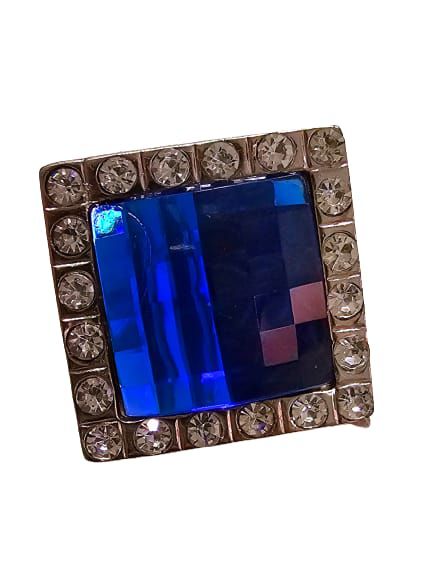 Aplique Strass grande com parafuso Azul