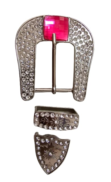 Jogo Fivela Americana Niquel Strass Cristal/ Rosa FM 2114/ 40mm