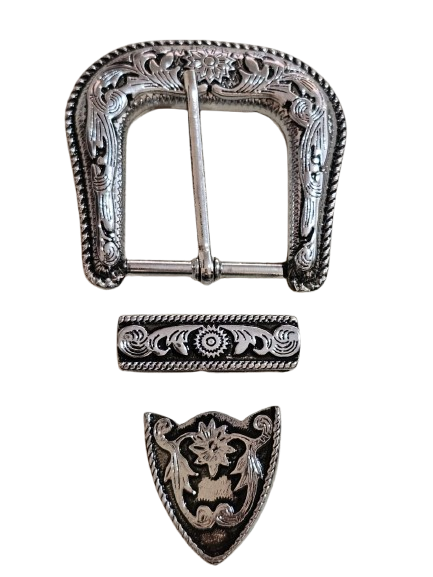 Fivela Americana AF-301/40 niquel com fundo preto  c/ passador e ponteira