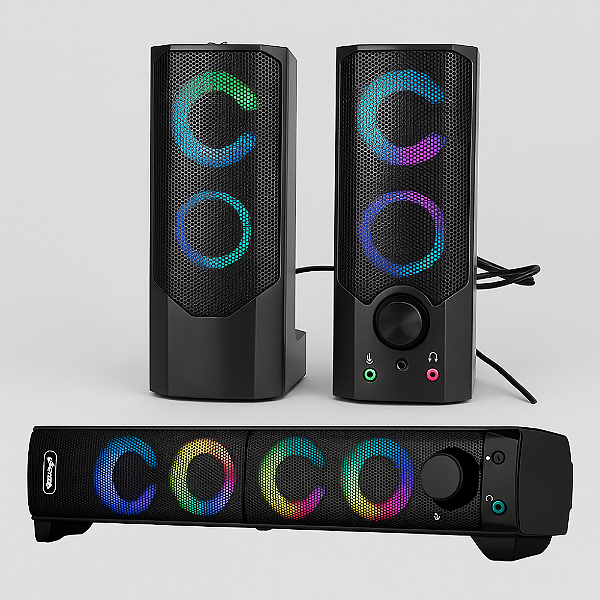 Caixa de Som Knup KP-6040 12W USB com LED RGB  2.0