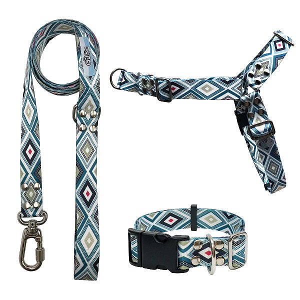 KIT ANTI PUXÃO - ESTAMPAS - LOSANGO AZUL