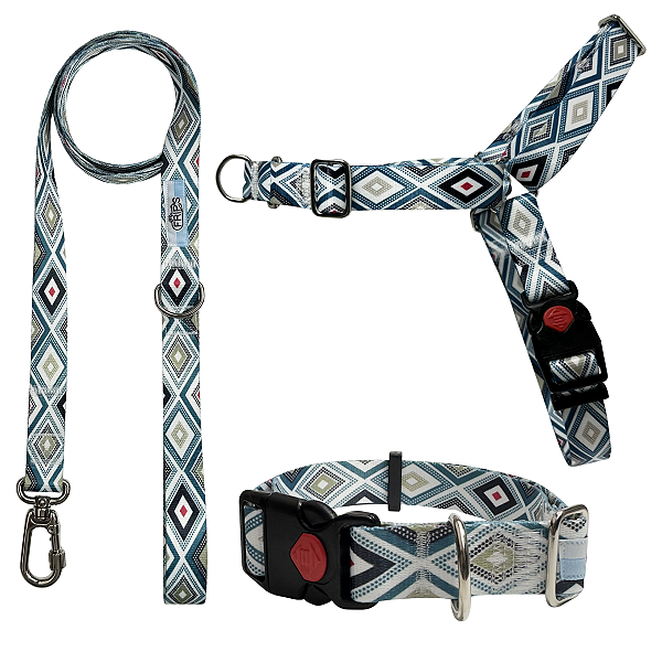 KIT ANTI PUXÃO - ESTAMPAS - LOSANGO AZUL