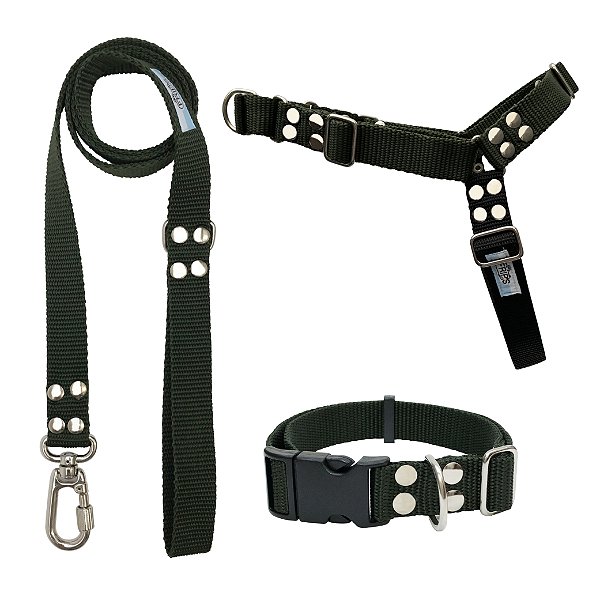 KIT ANTI PUXÃO - NYLON - VERDE MUSGO E PRETO