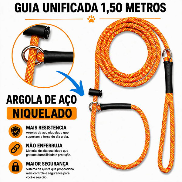 Guia de Adestramento para Cachorro 6mm + Clicker de Treino