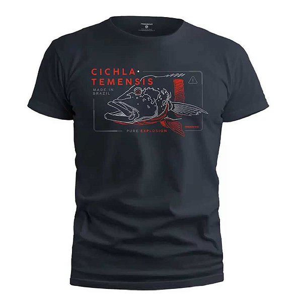 Camiseta Presa Viva Casual Line Tucuna Açu 01 100% Algodão cinza escuro Xxg