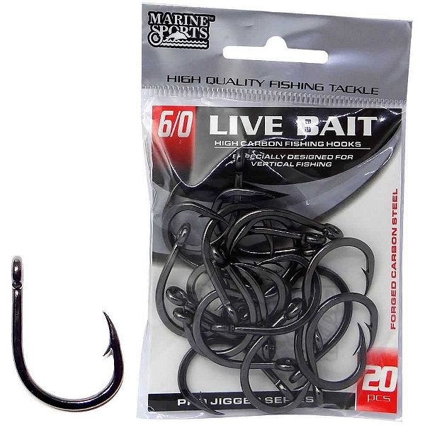 Anzol Marine Sports Live Bait 6/0 com 20 un.