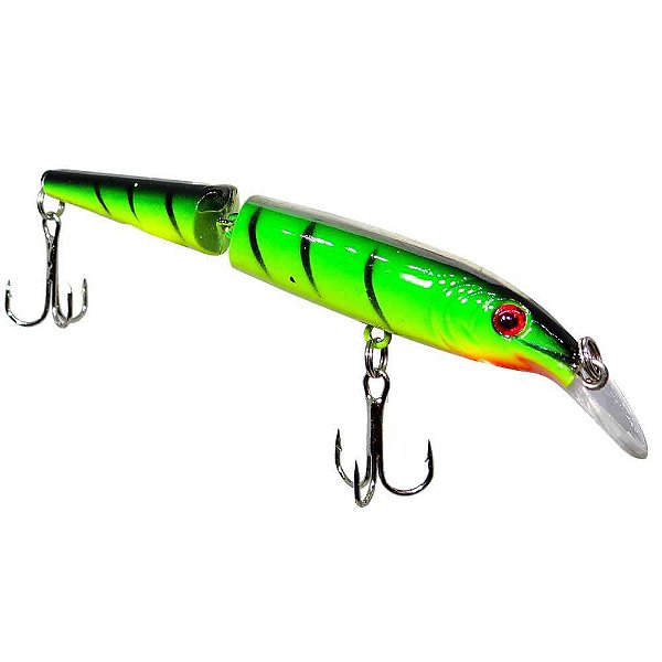 Isca Articulada Minnow Meia Água Verde Dorso Preto