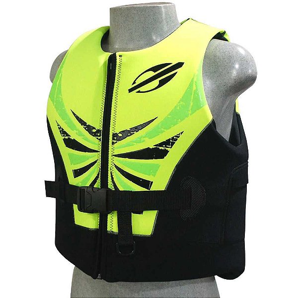 Colete salva-vidas Mormaii homologado Classe V Preto/verde- Tamanho: GG