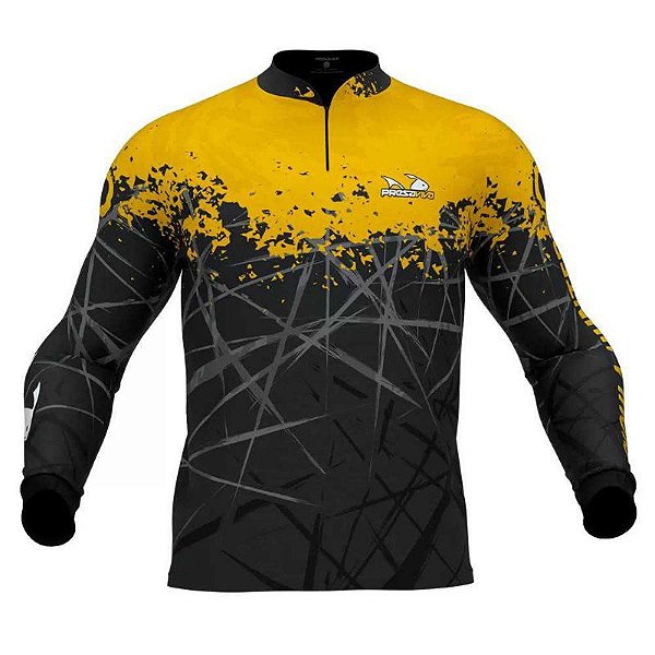 Camiseta de Pesca Presa Viva Tucunaré Amarelo 02 XXG