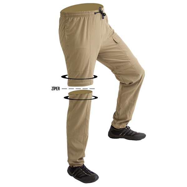 Calça de pesca vira-bermuda Mar Negro Combat Caqui GG