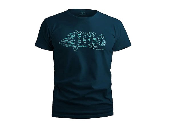 Camiseta Presa Viva Casual Line Tucuna Bait EXG 100% Algodão Azul Marinho 2381