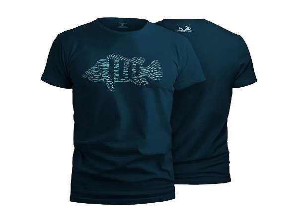 Camiseta Presa Viva Casual Line Tucuna Bait M 100% Algodão Azul Marinho 2381