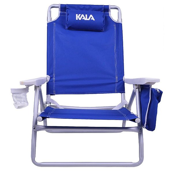 Cadeira de Praia Reclinável com Bolsa Térmica Azul 136Kg KALA