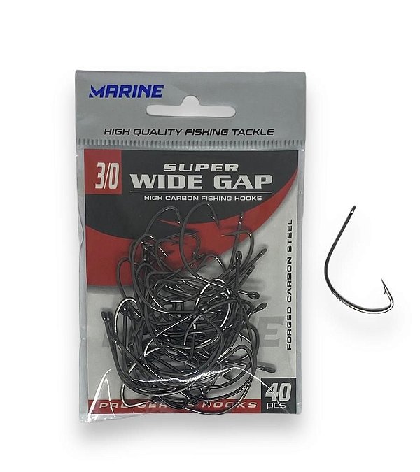 Anzol Marine Sports Super Wide Gap CP 3/0 com 40 unid. Preto