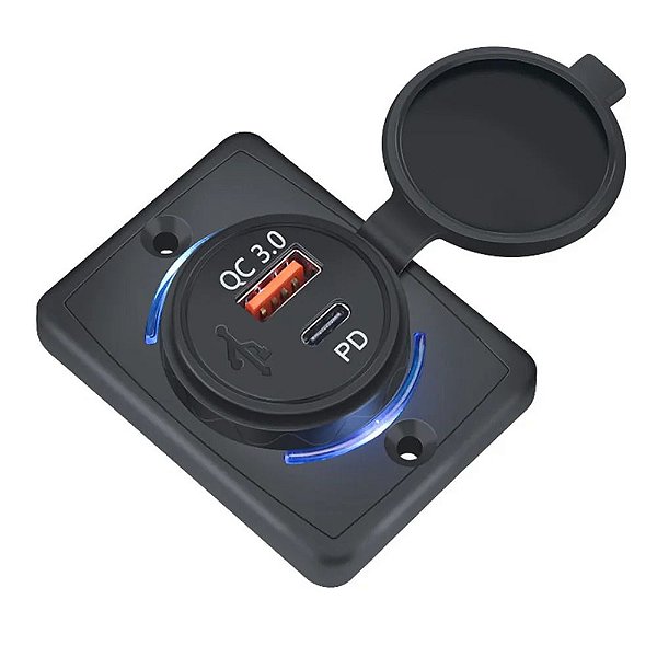 Tomada USB simples para painel de barco