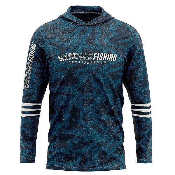 Camiseta Capuz Mar Negro Estonada Azul G1