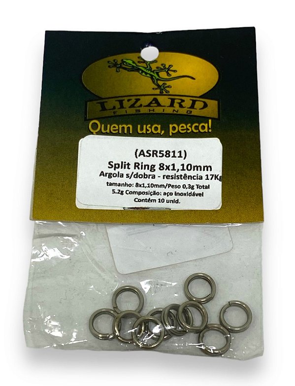 Argola em aço inox Split Ring 8x1,10mm c/ 10