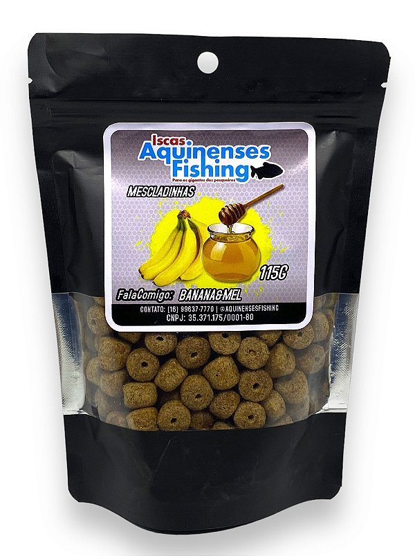 Ração Mescladinhas Banana Mel 115g - Iscas Aquinenses Fishing