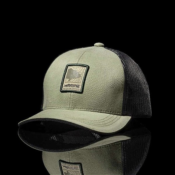 Boné Marine Catch And Release verde tela preta