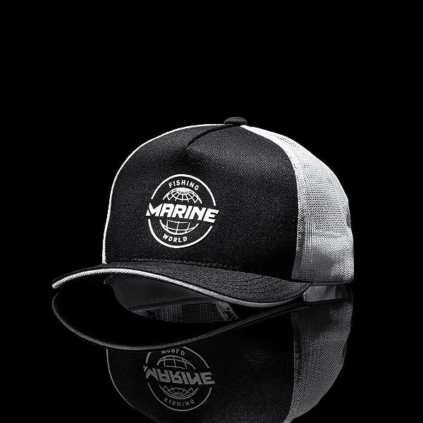 Boné Marine Fishing World preto tela branca
