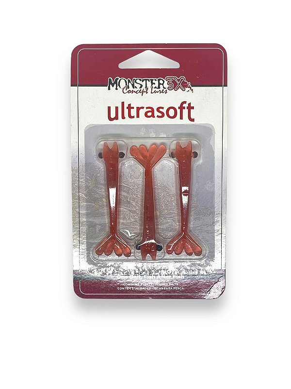 Isca Soft Monster 3X Ultrasoft FISHING ISCAS CAMARÕES ULTRA SOFT 7,5CM - RED 3UN