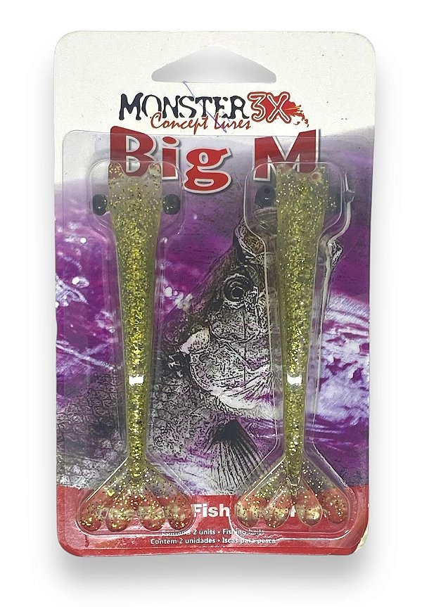 Isca Soft Monster 3X FISHING ISCAS CAMARÕES BIG M 12CM - CHÁ DOURADO 2UN