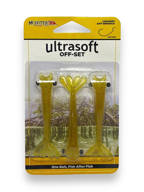 Isca Monster 3X Soft Ultrasoft CAMARÕES ULTRA SOFT OFFSET 9CM - RED CHÁ 3UN