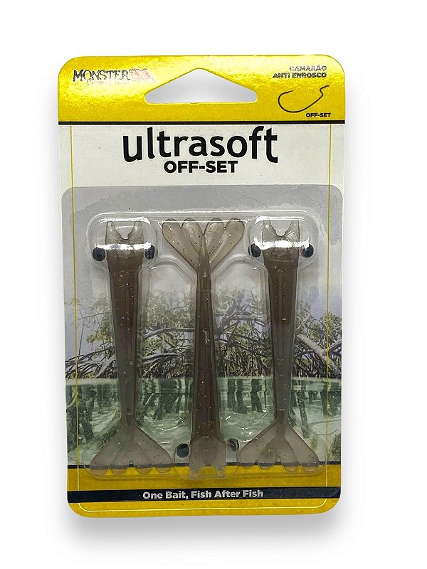 Isca Monster 3X Soft Ultrasoft CAMARÕES ULTRA SOFT OFFSET 9CM - NATURAL 3UN