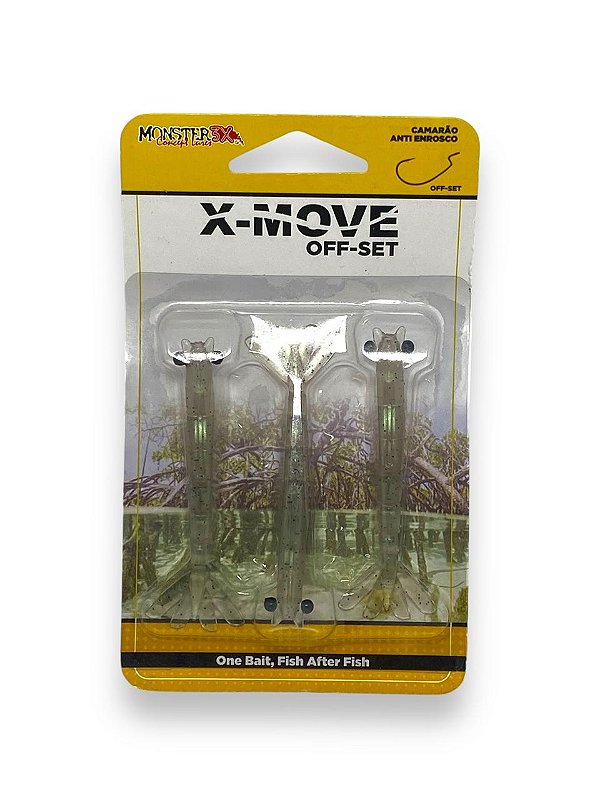 Isca Monster 3X Soft CAMARÕES X-MOVE OFFSET 9CM - LIVE BAIT 3UN