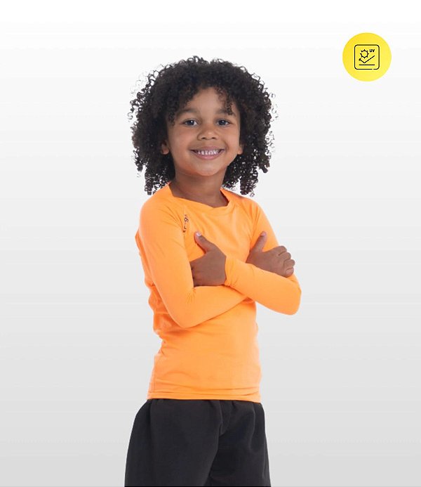 Camiseta Infantil Protecao Solar UV50+ Unissex 10Snugg Laranja Neon