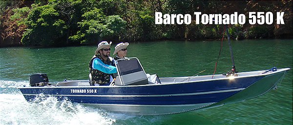 Barco Tornado 550 K c/ Mercury 15 Super 2T Part. Elétrica + Carreta rodoviária (Preço PJ ou produtor rural)
