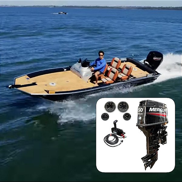 Barco Levefort Apolus Sport Fishing 600 Freestyle Special Series+ Mercury 50 HP 2T ELPTO Elétrico Power Trim - Fat. PJ+ Carreta Rodoviária+ Acessórios de montagem