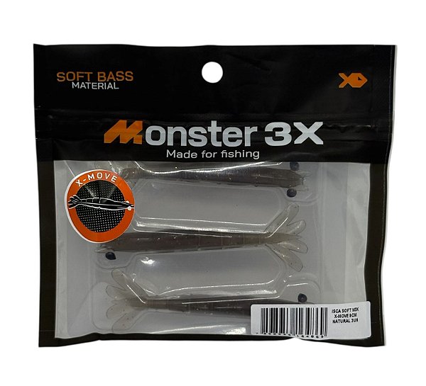 Isca Soft M3X camarões X-MOVE 9CM - NATURAL 3UN
