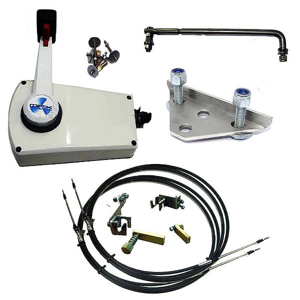 Kit de adaptação motor Mercury 8 / 9.9 hp manual para comando a distância, completo com cabo de comando 12 pés.