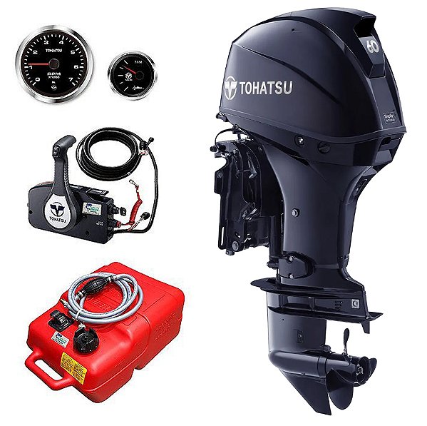 MOTOR DE POPA TOHATSU 60 HP 4 TEMPOS MFS60AETL COM COMANDO À DISTÂNCIA, PARTIDA ELÉTRICA, RABETA LONGA E POWER TRIM - PREÇO P. RURAL E PJ