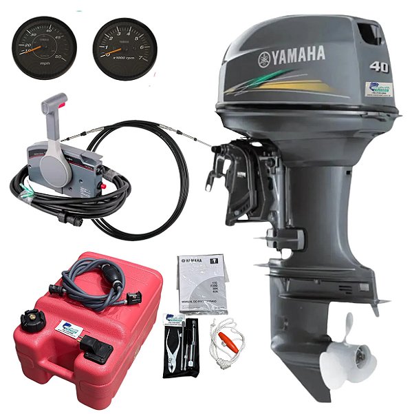 Motor de popa Yamaha 40HP 2T AWS Partida elétrica com comando, rabeta curta 15 pol. - Faturamento INSCRIÇÃO ESTADUAL E PRODUTOR RURAL REGIÃO NORTE, NORDESTE E CENTRO-OESTE