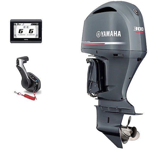 Motor de Popa Yamaha 300 HP 4 Tempos DETX Cinza 25" Pol. Comando Eletrônico e Tela CL5 Display - Faturamento INSCRIÇÃO ESTADUAL E PRODUTOR RURAL REGIÃO NORTE, NORDESTE E CENTRO-OESTE