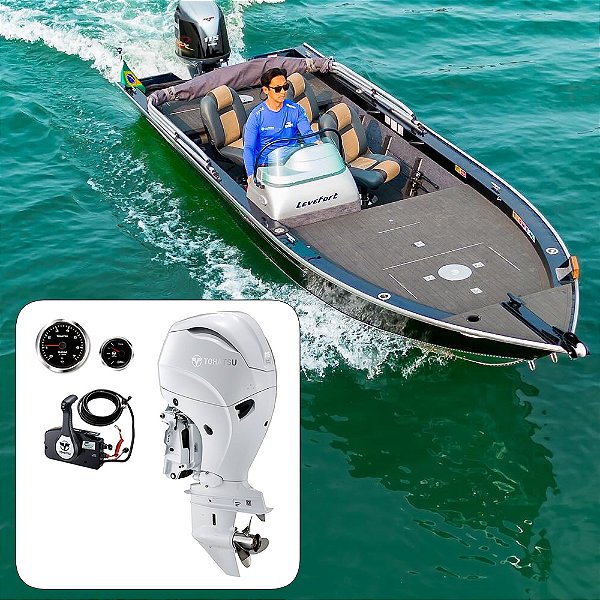 Conjunto Barco Levefort Marajó Master 19 Freestyle Special Series+ Tohatsu 115 HP 4T Branco+ Acessórios de montagem