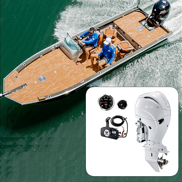 Barco Levefort Apolus Large Freestyle Special Series+ Tohatsu 115 HP 4T Branco+ Carreta Rodoviária+ Acessórios de montagem